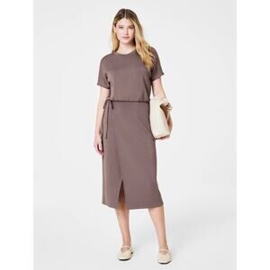 SPANX AirEssentials Tie Waist Midi Dress in Smoke Size Medium